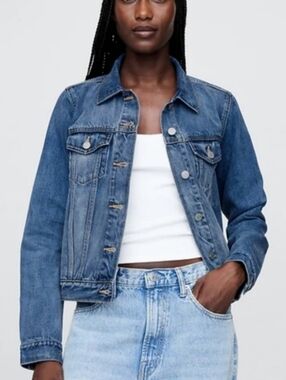 Gap Icon Denim Jacket Blue S Classic Trucker Cropped Minimalist Capsule